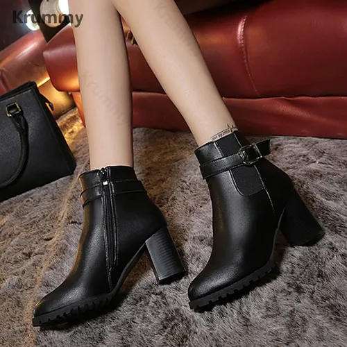 Tacon Boots Para NiÃ±as Tacones Botines Para Mujer Negras Tacon