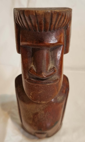 Antigua Talla Madera Estatua Isla De Pascua Indigena 