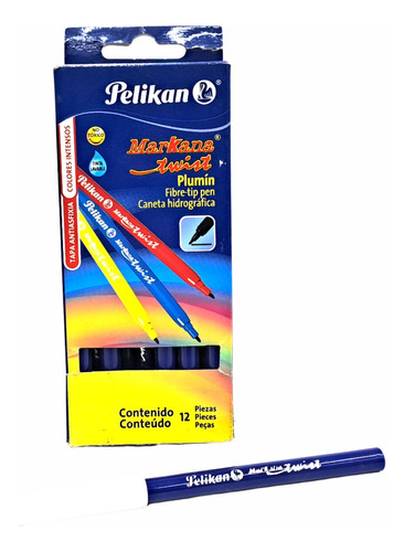 Marcador Pelikan Markana Twist Azul Por 12 Unidades