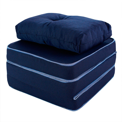 Puff Multiuso 3 Em 1 Solteiro Azul C/ Corvin E Travesseiro