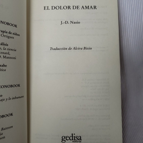 El Dolor De Amar Juan David Nasio Gedisa