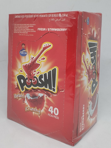 Chicle Poosh Fresa 40 Piezas Arcor Tipo Bubbaloo 