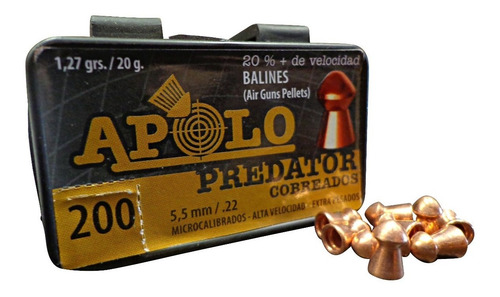 Imagen 5 de 10 de Balines Apolo Predator X200 5.5 Cobreados