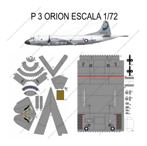 P 3 Orion Us Navy Escala 1.72 Papercraft