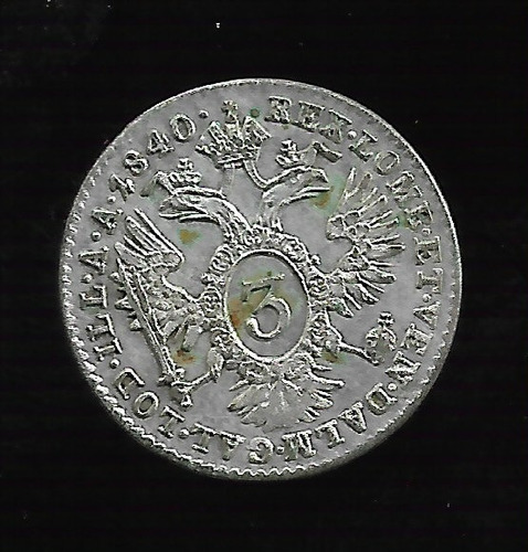 Austria 3 Kreuzer 1840 A Plata Km# 2191 S/c