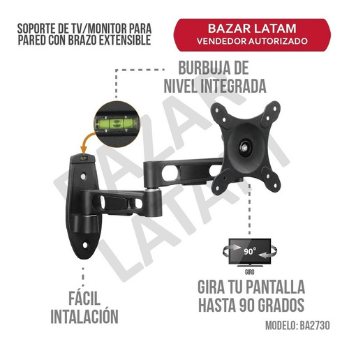 Soporte Monitor Pared Brazo Extensible Regulable