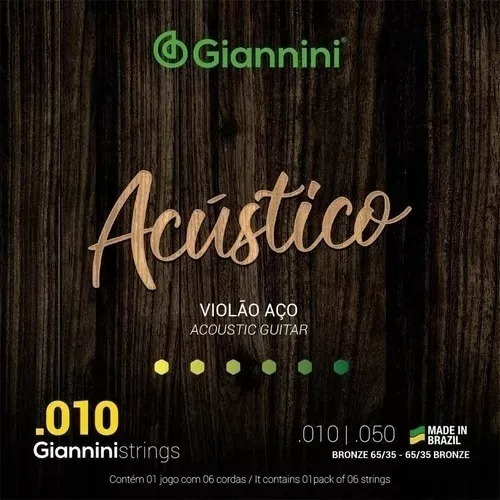 Corda Violão Aço 010 Giannini Acústico + Nf + Garantia