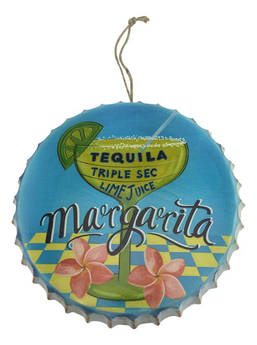 Margarita Metal Botella Tapa Decoracion Pared Para Tiki Bar