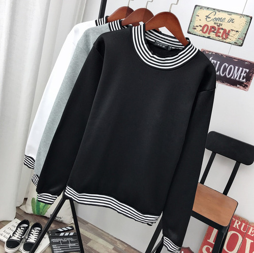 Sudadera Con Capucha Y Cuello A Rayas Para Hombre
