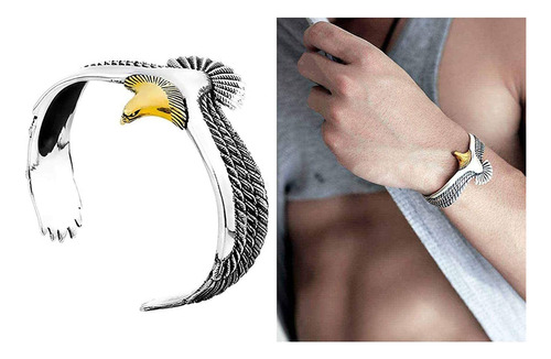 Hombres 925 Pulsera De Águila Plata Brazalete De Pareja Punk