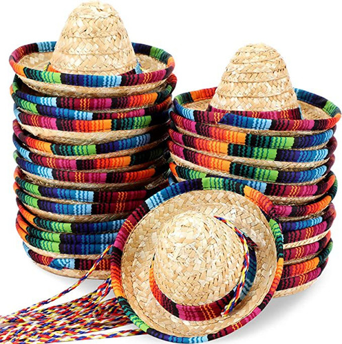 Minisombrero Mexicano De Ala Ancha, 5 Unidades, 15 Cm, Para