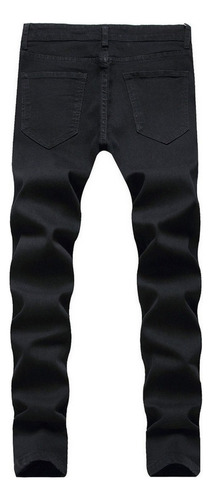 Pantalón Rasgado De Corte Entallado De Mezclilla Para Hombre