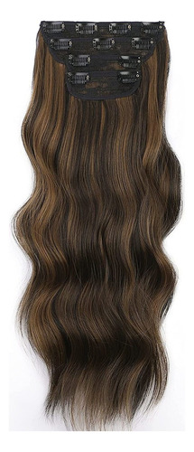 4 Piezas Extensiones Clip Cabello Mechas Marrón For Mujeres