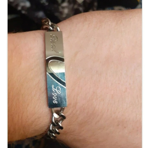Par De Pulseiras Metade Do Coração De Aço Inoxidável