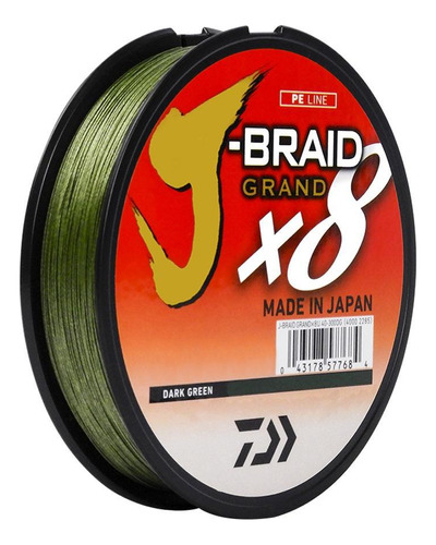 Linha Multifilamento Daiwa J-braid 8 Fios 300m 0.19mm 15 Lbs