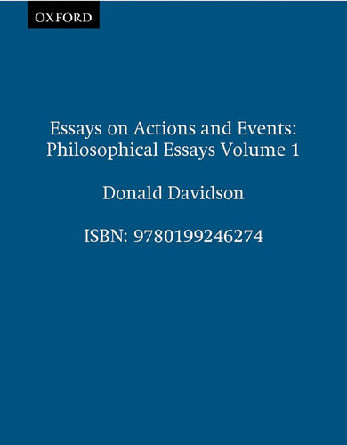 Libro: Essays On Actions And Events: Philosophical Essays 1