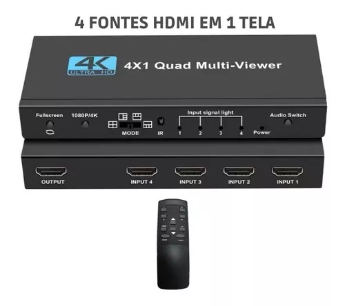 Switch HDMI Quad Multi Viewer 4 telas