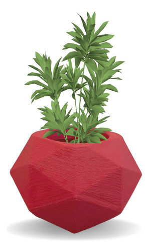 Vaso De Planta Polietileno Decorativo Esfera Diamante 3d M Cor Vermelho