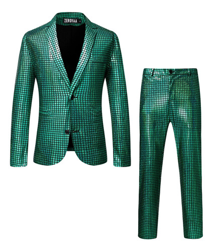 Men's 70s Disco Suits Metallic Shiny Sequin Outfits Blazer