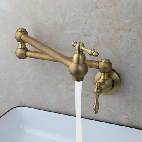 Griferia Cocina Bronce Para Llena Ollas De Pared Monocomando Acabado Cepillado Valemma