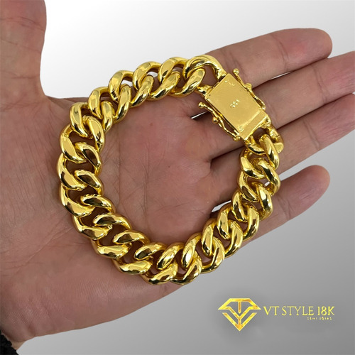 Pulseira Pitbull 16mm Banhado A Ouro 18k