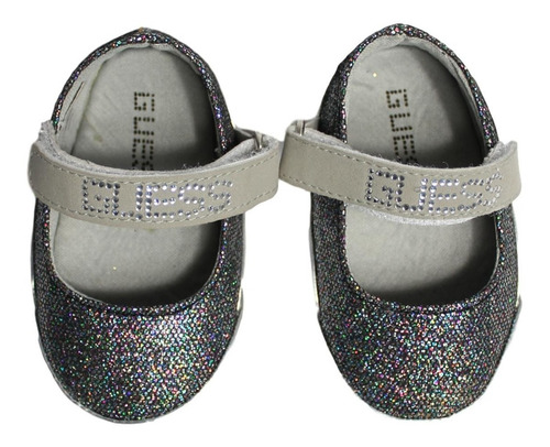 Flats Guess Para Bebé Color Glitter Plata Con Ajuste