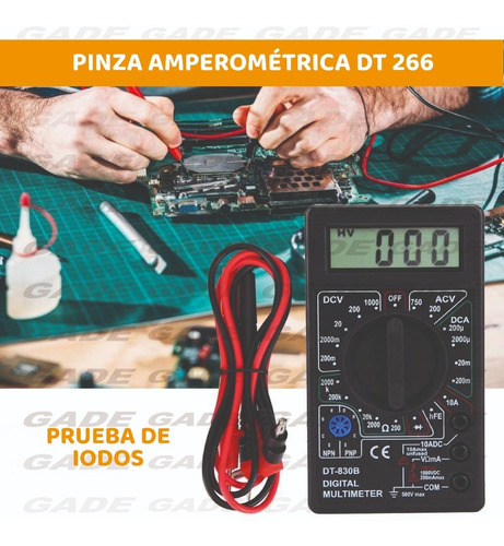 Tester Multimetro Digital Dt830b Con Cables Economico