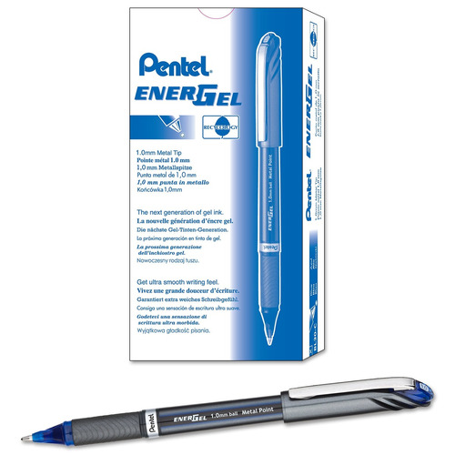 Pentel Energel Nv Liquid Gel Pen, 1mm, Blue Barrel, Blue...