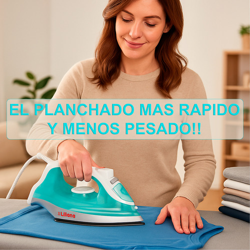 Plancha Para Ropa Economica Liliana Antiadherente Ironplus Celeste