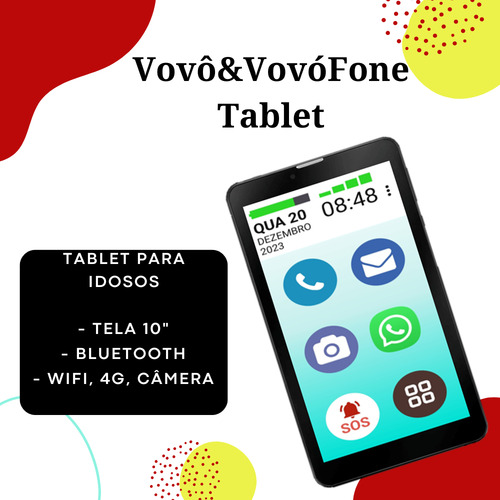 Tablet Vovô&vovófone 64gb 4g Botões Sos Faz E Recebe Ligação