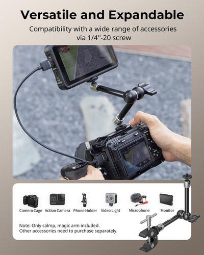 Smallrig Clamp W/ 1/4 And 3/8 Thread And 9.8 Inches Adj...