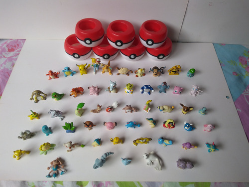 Lote Com 54 Mini Pokémons Guaraná Caçulinha 7 Pokebolas