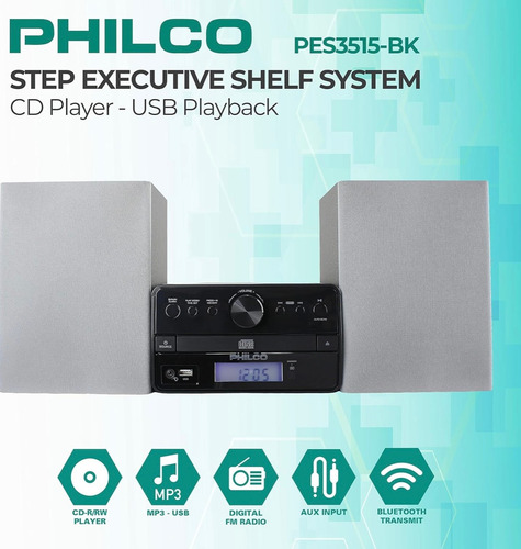 Minicomponente Philco Pes3515-bk Gris Y Negro Con Bluetooth