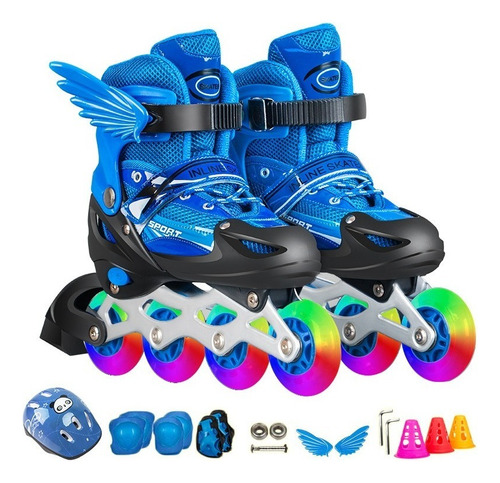 1 Combo Patines Incluye Casco,protecciones Y Mochila De