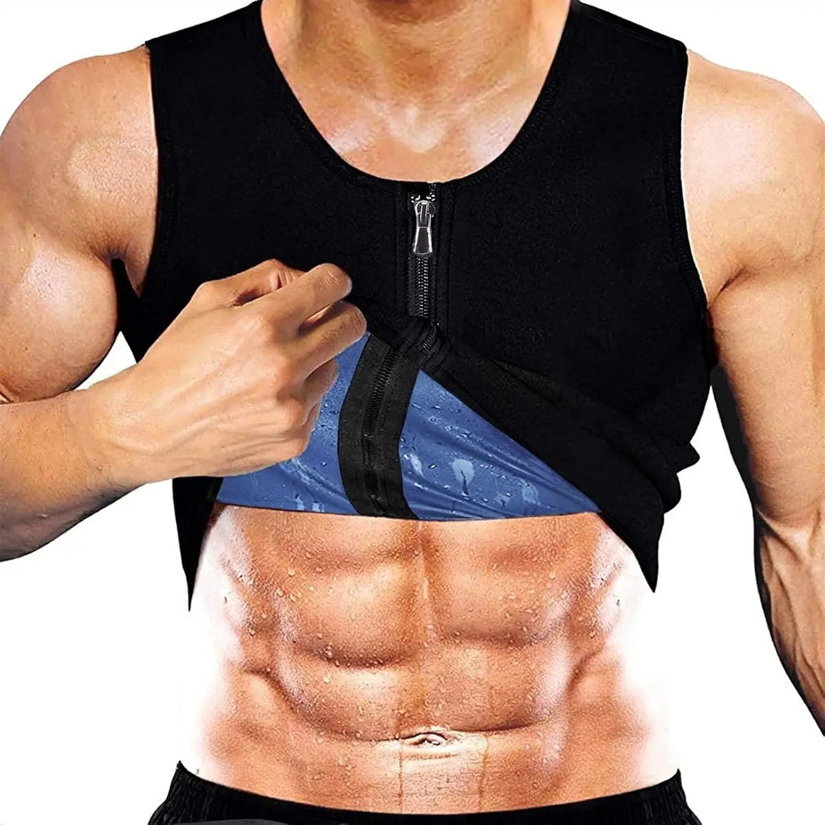 Faja Reductora Hombre Sweat Sheaper Neopreno Negro Quema Grasa S/M