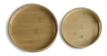 Comprar Set X2 Bandejas De Bambu Redondas Con Manijas Desayuno Cama