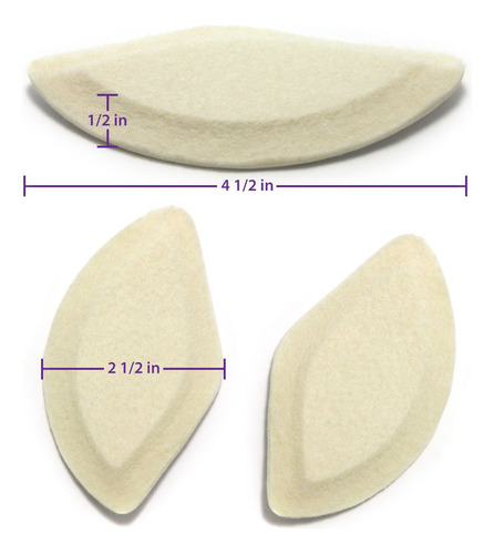 Premium Felt Foot Arch Support Pads - Shoe Inserts - 3 Pairs