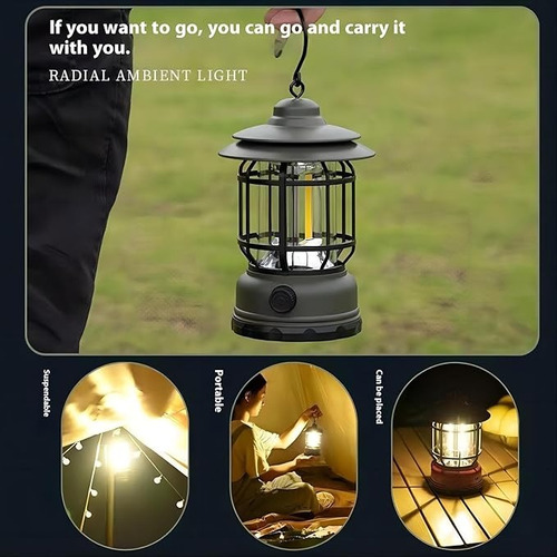 Lámpara Led Recargable Linterna Camping Para Acampar