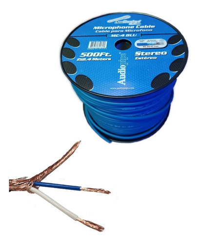 Cable Para Micrófono Audio Pipe 7mm Estéreo Color Azul X Mtr
