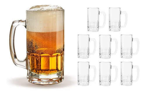 Tarro Cervecero Vidrio Templado Grueso 360 Ml (8 Pzas)