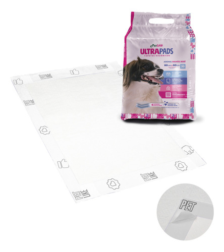 Tapete Higiênico Petlike Ultrapads Aroma Bebê 80x60cm 30 Uni