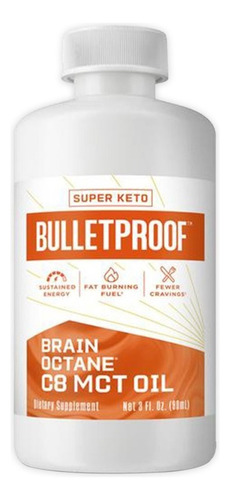 Suplemento em óleo Bulletproof  Brain Octane C8 MCT triglicéridos de ácido caprílico Brain Octane C8 MCT sabor  without flavor em garrafa de 90mL