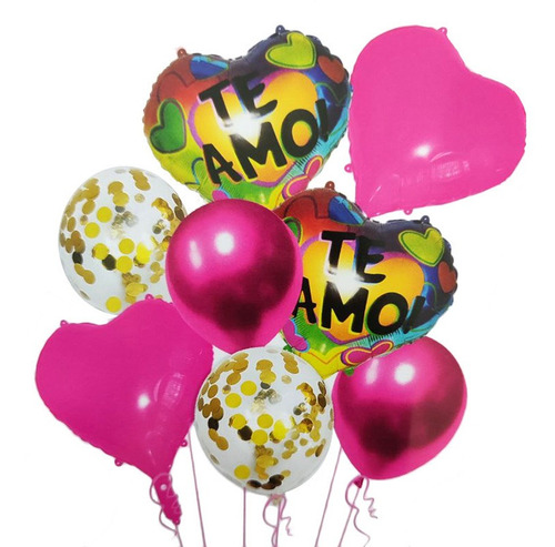 8 Globos Corazon 18'' San Valentín 14 Febrero Amor 1882a