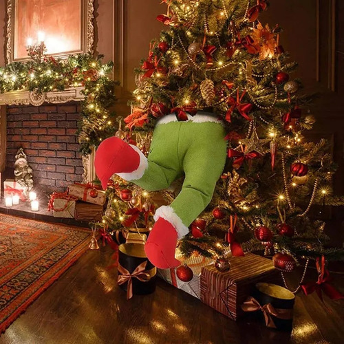 Cb Decoración Navidad Grinch Pierna Peluda Cabeza Mano Árbol