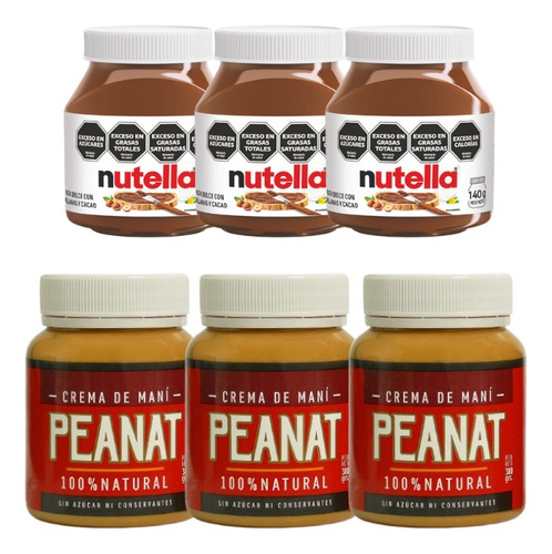 Combo Nutella 140gr X3 Unid + Pasta De Mani Peanat 380gr X3