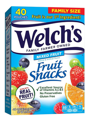 Caja Con 40 Bolsas De Frutas Welch's Fruit Snacks Mixed