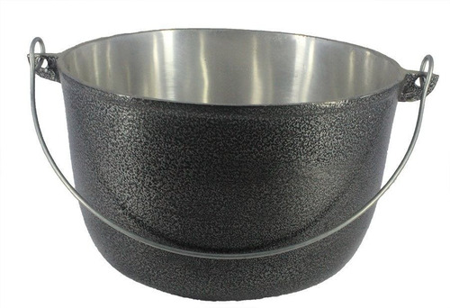 Caldeirão Aluminio Batido Craqueado Preto Com Alça 2,2 Litro
