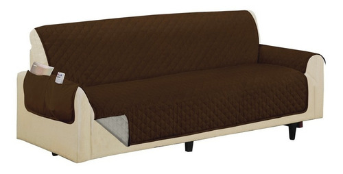 Cubre Sofá Doble Faz Couch Cover (tres Puestos) Color Marrón