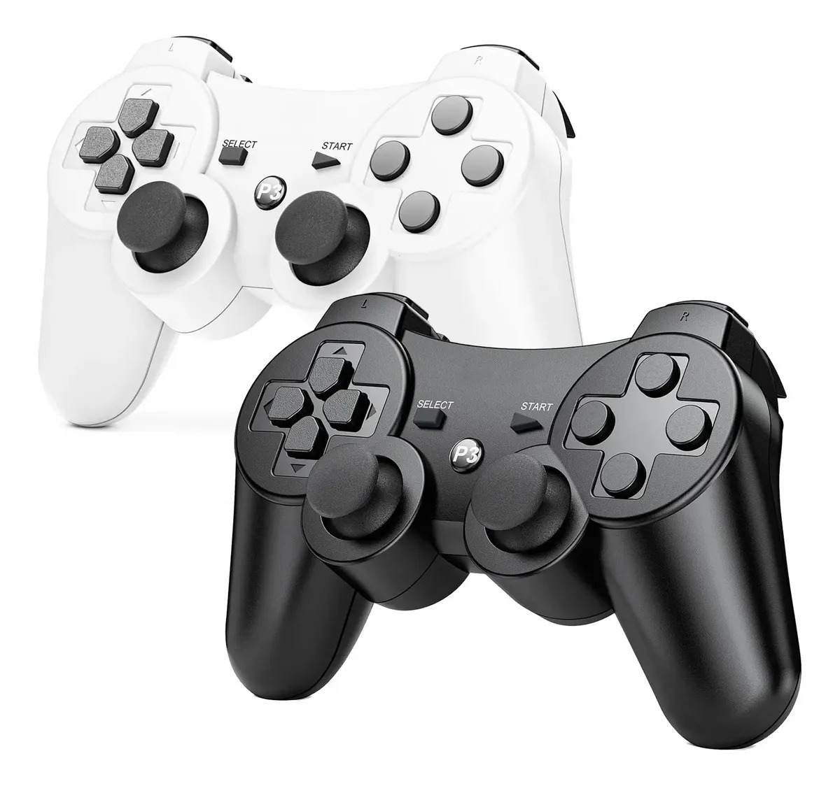 2 Piezas Control Inalámbrico Compatible Con Ps3 Doble Choque Color Blanco
