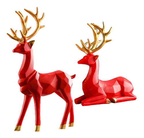 2 Uds Estatuas De Ciervos Escultura Origami Elk Pequeña